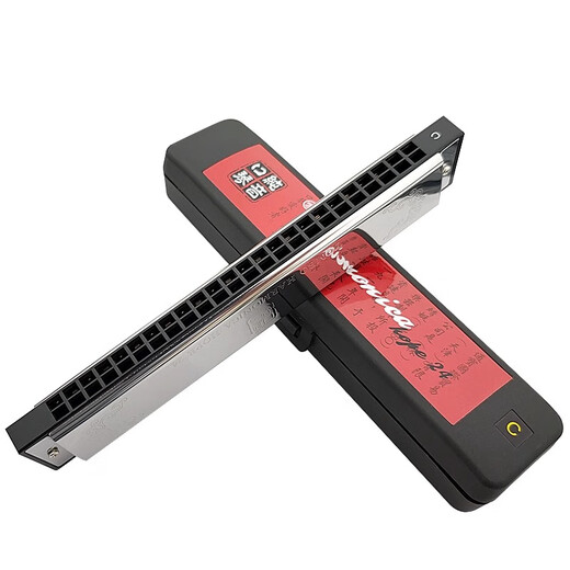 
Tongbao TOMBO Japan Tongbao 6624P pure tone harmonica 24-hole polyphonic high-end harmonica for adults and beginners 24-hole custom metal lattice-black tone notes