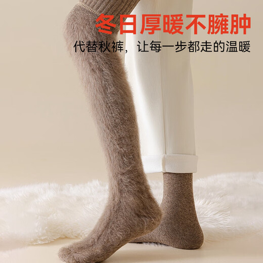 Catman Thick Warm Over-the-Knee Socks for Women in Autumn and Winter with Velvet and Thickened Knee Socks Covers Stockings Winter Thigh Socks Extended - 1 Pair White / About 70cm after Stretching One Size Thick Velvet Warm Over-the-Knee Socks