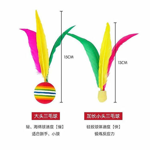 潮思汇1047加厚板羽球拍成人板球实木板羽拍球三毛球拍室内毽球拍 收藏加购极货 小球5个