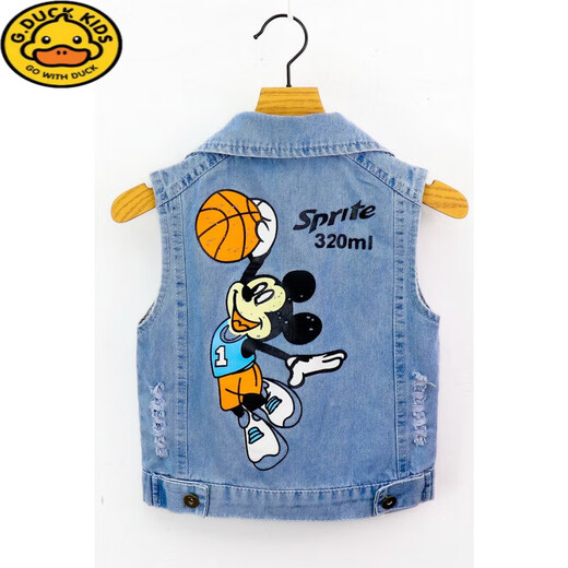 G.DUCKKIDS男童马甲春秋装2024新款韩版马夹宝宝背心坎肩儿童牛仔马甲小外套 篮球米奇(单马甲) 120 建议身高115-120厘米