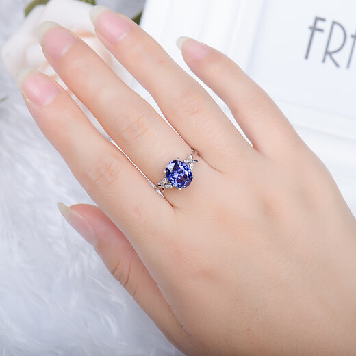 Fat Donglai's same style sapphire ring for women S925 silver tanzanite ring live ring for women gemstone jewelry jewelry ring 925 silver platinum plated live ring