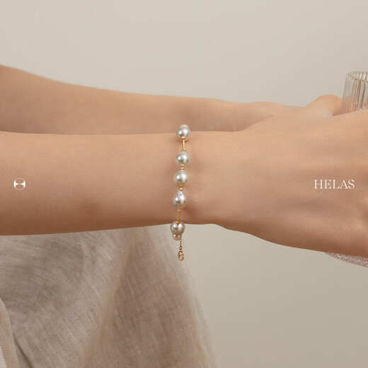 Helas Hera Mixed Color Baroque Akoya Seawater Pearl Bracelet 18K Gold Beaded Bracelet Birthday Gift 4.5-8mm Mixed Color Baroque Bracelet 18.5cm