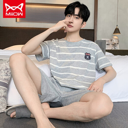 Catman Miiow Color Color Cotton PyRon Pyjama Men's Men's Men's Summer Short Shorts Labotes Labor Summer peut être porté en dehors de l'été 9928 # XL [suggéré 120-140Jin [Jin est égal à 0,5 kg]]]