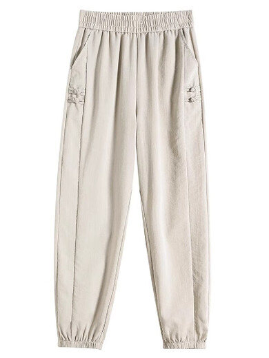 [Seda de hielo Anti-Wrinkle] Algodón de verano y lino Pantalones deportivos de estilo de talla de talla de talla de talla de tamaño de nueve puntos Pantalones casuales de harem para mujeres de albaricoque L [sugerido 100-115 Jin [Jin equivale a 0.5 kg]]]
