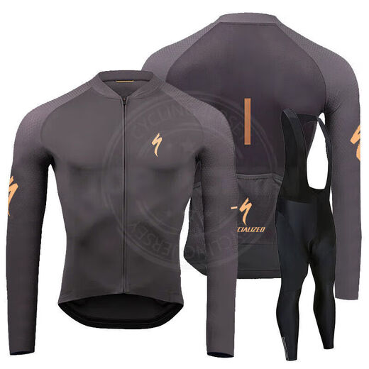Lightning Double Arrow Lightning Cycling Autumn Winter Spring Autumn Suit Road Bicycle Plus Velvet Long Sleeve Suspenders Long Trousers Cycling Suit Single Top 3 (Thin Section) XL