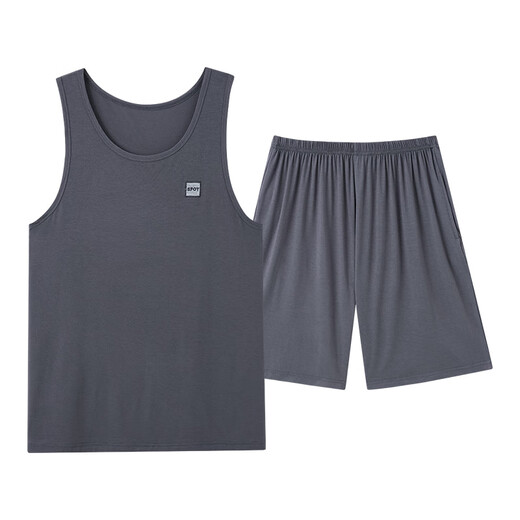 Langsha Sommer ärmelloses Pyjamas Männereis Seidenweste Modal Shorts Sommer einfach 2025 Neue Herrenhauskleidung D12023 3xl