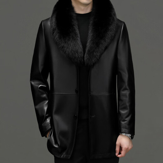 Chaqueta de cuero para hombres de alta gama de alta gama de Bolomido Luxury para un negocio versátil de otoño largo e invierno.