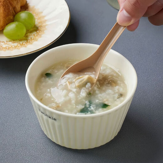 Lushang Rice Husk Disposable Spoon Thickened and Biodegradable Individually Packaged Takeaway Dessert Small Spoon with Round Head for Commercial Use Two Packs of 100