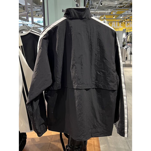 阿迪达斯 （adidas）外套男士2025春季新款健身训练运动服立领防风休闲梭织夹克上衣 KC3892黑色/白 2XL