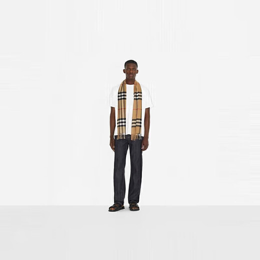 BURBERRY Gifts Scarves for Men and Women Checked Cashmere Scarf Collection Beige