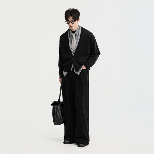 Piaget Zall Lyocell Tencel Wool 25 Autumn and Winter Deep V-neck Fake Two-piece Knitted Cardigan Men's Casual Sweater