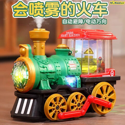 Newchi electric steam train universal wheel spray locomotive model children boy toy car electric toy [battery version] electric universal spray train red