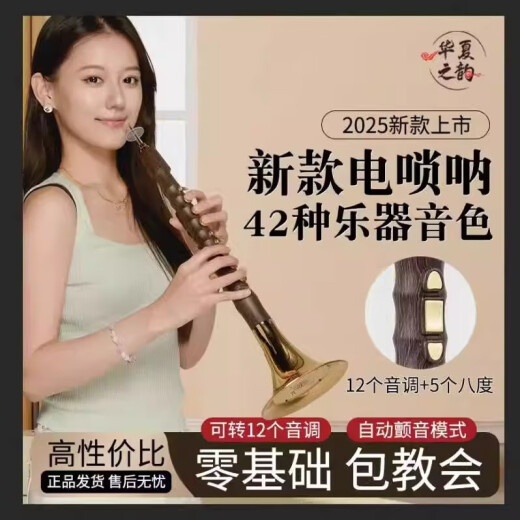 华夏之韵电唢呐乐器国产电子吹管唢呐电子笛电萨初学者乐器电葫芦丝乐器 红花梨