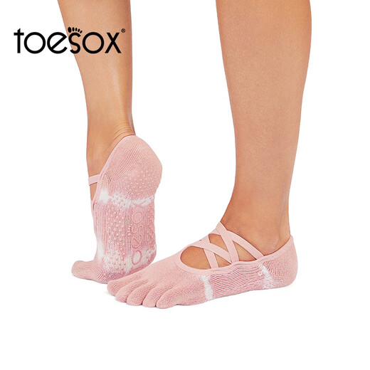 Toesox new yoga socks non-slip Pilates dance five-finger non-slip fitness sports socks Elle double 11 soft pink tie-dye S (34-38 size)