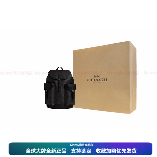 蔻驰（COACH）Wyatt 32 搭扣紧固 涂层帆布 双肩包 大号 男款 木炭色 基础装(包+防尘袋)