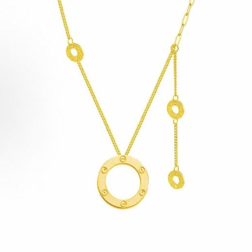 Libiao gold-wrapped silver cake necklace pendant exquisite clavicle chain niche light luxury round cake Chinese style fashionable