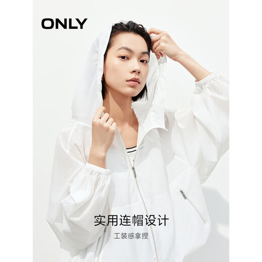 ONLY2025春季新款时尚工装感轻薄宽松长袖连帽外套女官方正品 A43奶油白色 XS 155_76A_