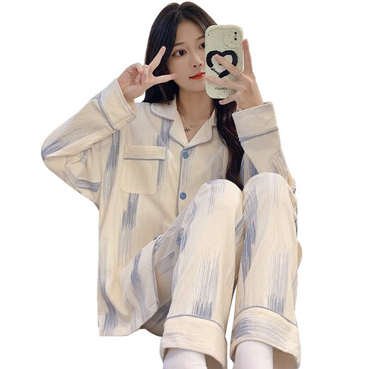 
Sangpu Pajamas Women's Spring and Autumn Long Sleeve Trousers Summer 2025 New Sweet and Cute Autumn and Winter Home Suit Set 427@ M :[75-100Jin[Jin equals 0.5 kg]]