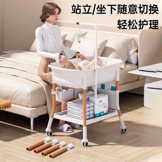 Powell Tavel Table Bathtub Two-in-Baby Care Table Bathtub Mesa táctil de bebé Masaje Masaje multifunción Mesa desnuda Lavado de mesa y cambio de doble propósito + Canasta de almacenamiento central *2 Otras X Asamblea X ​​Estructura del soporte