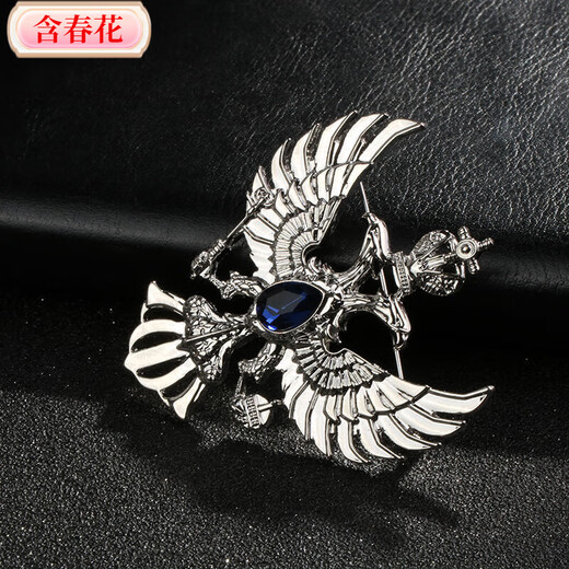 European and American men's suit jacket corsage with spring flowers, men's collar pin, shirt collar button, crystal gem eagle brooch, British style, golden ruby