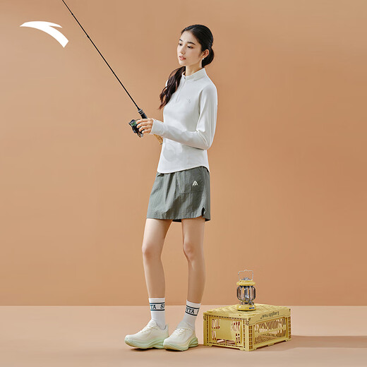 ANTA zero pressure T丨half-zip slim long-sleeved T-shirt for women autumn and winter new velvet running training inner sports top super model T-thin velvet style Yunyu Gray-2 M (female 165)