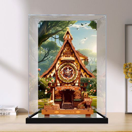 Lingzhi is suitable for Ruoke cuckoo clock small house diy cabin model storage dust-proof box acrylic display box walnut color base special price