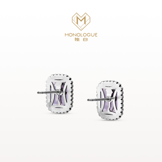 MONOLOGUE New Product Monologue Europa Rhapsody Platinum Rose Amethyst Earrings MJ24 Gift Premium Platinum Rose Amethyst Earrings Pair