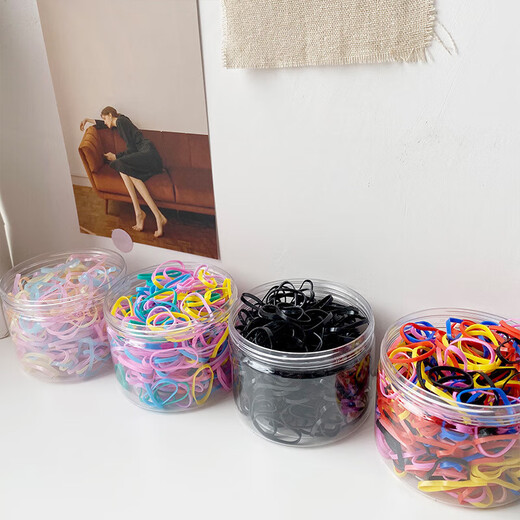 Su Chun disposable rubber band canned children's leather band colorful hair band thickened black hair band for adults small black (500 pieces) 1