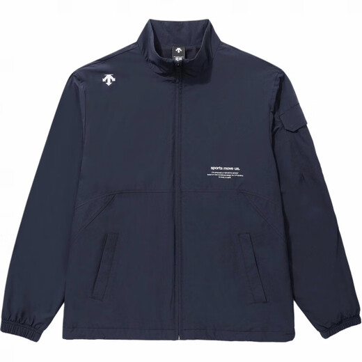 DESCENTE Sports Series Solid Color Logo Zipper Stand Collar Thin Long Sleeve Breathable Jacket Jacket Men and Women Black S