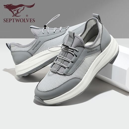 Sept Wolves Chaussures masculines Mesh Breaspable et Chaussures décontractées à l'épreuve des odeurs pour les chaussures de marche pour hommes NOUVELLES chaussures de sport à lacets Softs Sole Sole Grey 9922 38