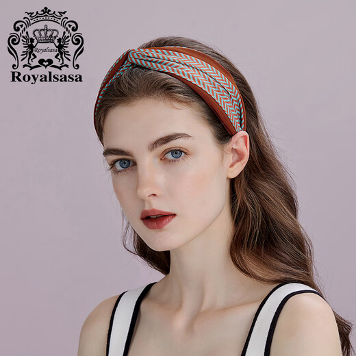 Royal sasa royal salsa headband for women Korean wide-brimmed adult printed headband fabric hair accessories hairpin hairpin headband headband caramel color CA