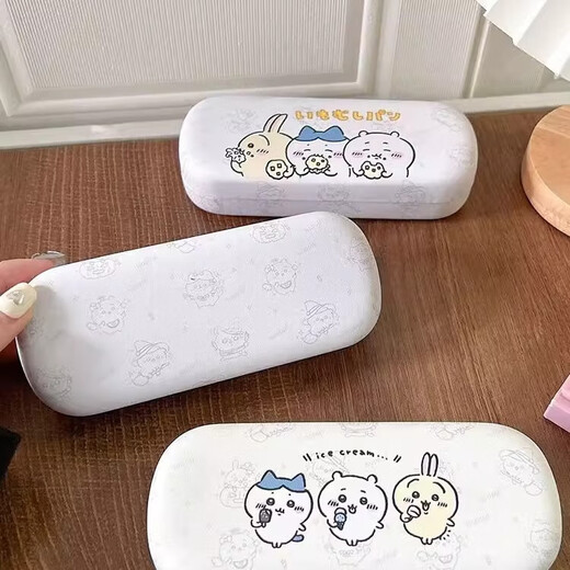 吉伊卡哇眼镜收纳盒眼镜盒可爱便携学生防压简约近视眼镜清新ins 卡通眼镜盒-吃曲奇款-1个装