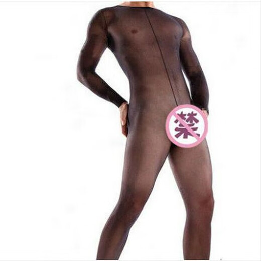 蒂悦奴[保密发货]男士丝袜内裤男激情套装露jj丁字裤夜火激情全身日系连 男士JJ连裤丝袜  黑色 均码