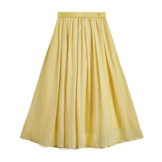 La nouvelle taille élastique jaune d'été de Maden et une grande jupe à balançage en maille longue respirante