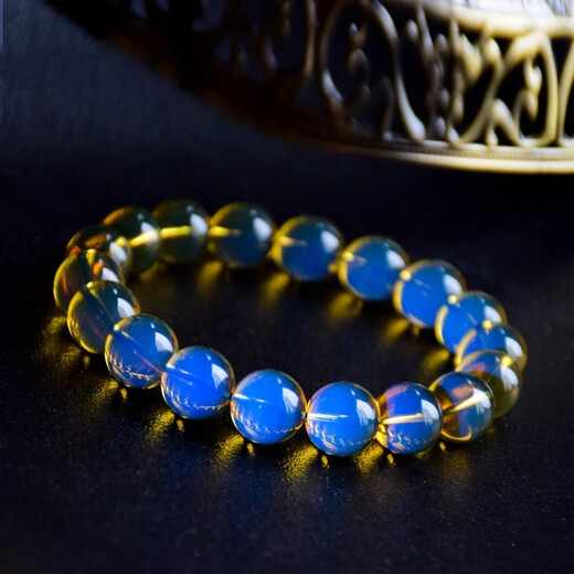 Nine Color Cloud Purified Water High Blue Mexican Blue Amber Bracelet Women's Men's Bracelet Single Circle Amber Jewelry Bracelet Purified Water Blue Amber 10mm