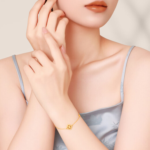 Chao Acer four-leaf clover 18K gold diamond chalcedony bracelet women's gold jewelry high-end light luxury birthday gift for girlfriend, chain length about 16cm + tail chain