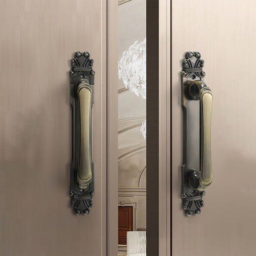 Mi Hong light luxury retro wooden door pull hand Chinese antique bronze and zinc alloy double door sliding door wardrobe 3923-Mid-Qingqing ancient length 215