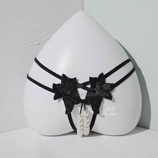 Large size pearl underwear into the body plus a lace thong tler high quality large particles with pearl necklace double row pearl black L10150Jin Jin equal to 0.5 kg confidential delivery