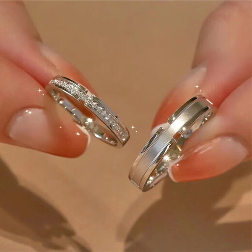 Zhouke Lao Phoenix 999 quality platinum ring PT platinum couple ring men's and women's diamond ring 520 Valentine's Day gift Jianjia Bailu platinum l gold women's ring