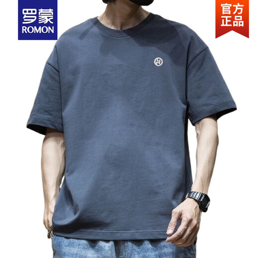 罗蒙（ROMON）潮流美式短袖T恤男夏季棉质圆领百搭休闲2025新款宽松港风T恤 白色 1365短 袖 棉 S 【建议80 110斤】