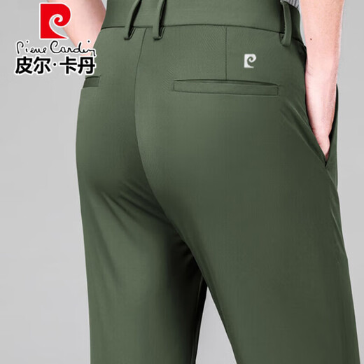 皮尔卡丹（pierre cardin）桑蚕丝男裤休闲裤男2025夏季新款凉爽弹力免烫直筒冰.丝中年裤子 灰色【16761款】 33 【140-150斤穿】