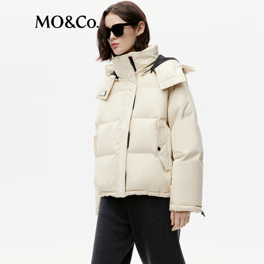 MO&Co. Winter waterproof and stain-proof detachable top hooded duck down jacket