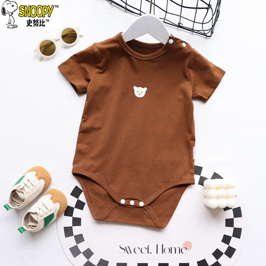 Snoopy small month old parent-child clothing summer family of three and four mother and child baby bomb street T-shirts 2025 new style apricot 66 baby fart clothes