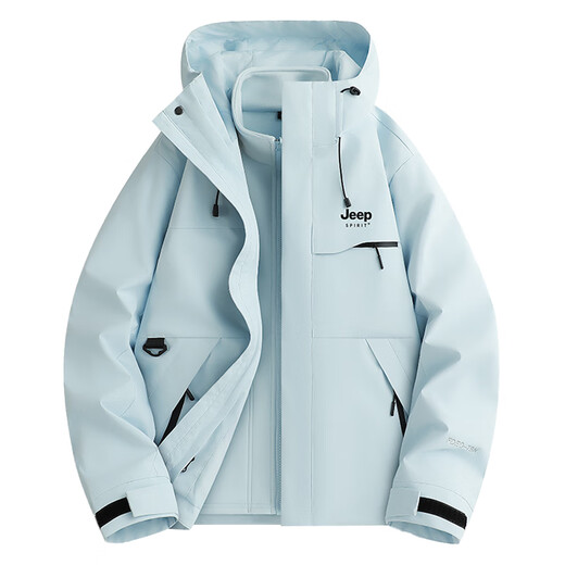 JEEP SPIRIT Jeep Jackets for Men and Women 2025 Spring and Autumn Outdoor Casual Jackets into the Storage Detachable Three-in-One Couple Same Style for Men and Women - Oxidized Orange Three-in-One/Detachable M