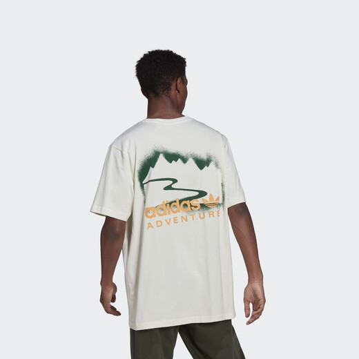 
adidas loose printed pure cotton sports top round neck short-sleeved T-shirt men's summer adidas Clover Hanyu White M