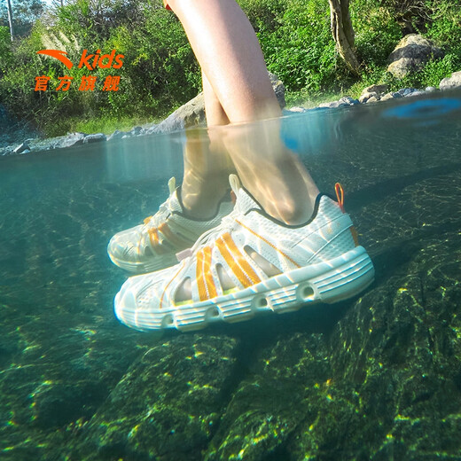 ANTA children's river tracing shoes girls' toe-toe sandals medium and large children's sports frame beach shoes 2026 summer new outdoor shoes male ivory white-4 35