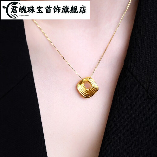 Junpo Jewelry 18K gold diamond pendant Möbius ring necklace temperament necklace women's fashion pendant gift YS about 0.4g/18K gold diamond pendant