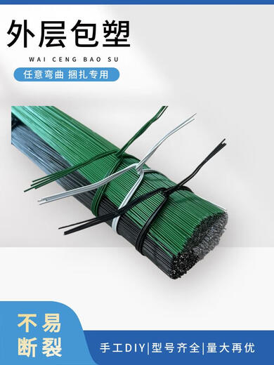 甜苗苗包塑铁丝防锈细铁丝捆扎丝地暖专用绑丝园艺捆绑软丝造型扎线扎带 绿色32厘米长1.1粗1箱约14666根
