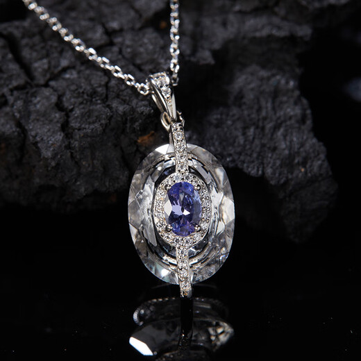 Libiao 2025 new French 925 silver tanzanite white crystal colored treasure necklace women's niche design high-end pendant natural white crystal garnet necklace