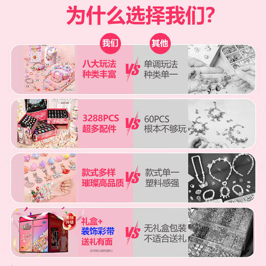
Taotao Genius Girls Birthday Gifts 7-14 Years Girls Playing House Toys 3-6-10 Bracelet Beaded Children's Jewelry Box 4